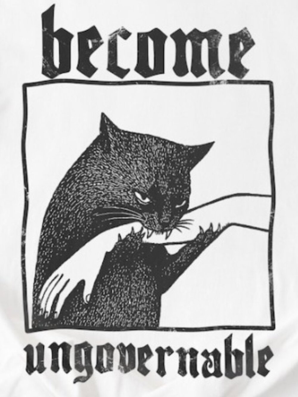 Become Ungovernable Funny Graphic Cat Biting Hand T-shirt - Picture 2 of 3